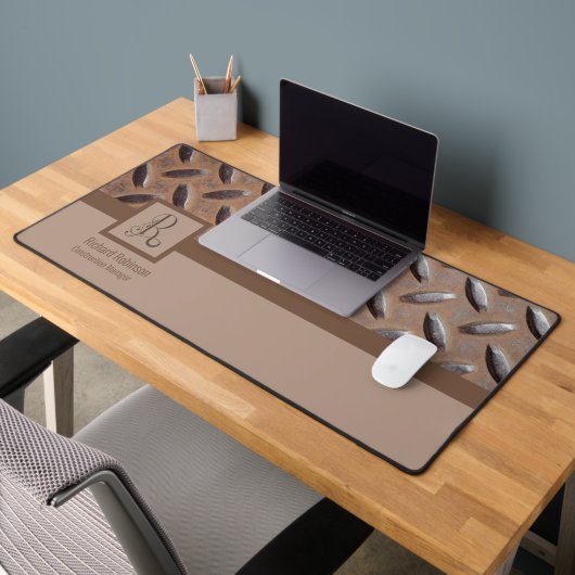 Bruin Manhole Hoesje Patroon, Monogram Naam & Tite Bureaumat (Kantoor 2)