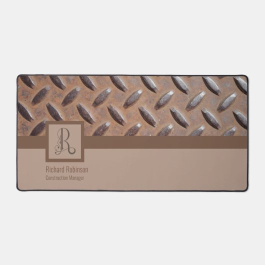 Bruin Manhole Hoesje Patroon, Monogram Naam & Tite Bureaumat (Voorkant)