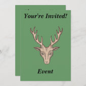 Bruin Mannelijk Herten Hoofd Groot Antlers Groen Kaart (Voorkant / Achterkant)