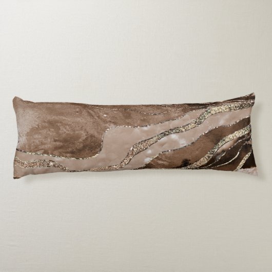 Bruin marmer Agate Gold Glitter Glam #1 Lichaamskussen (Achterkant)