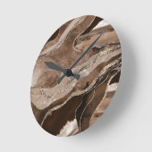 Bruin marmer Agate Gold Glitter Glam #1 Ronde Klok (Hoek)