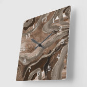 Bruin marmer Agate Gold Glitter Glam #2 Vierkante Klok (Hoek)