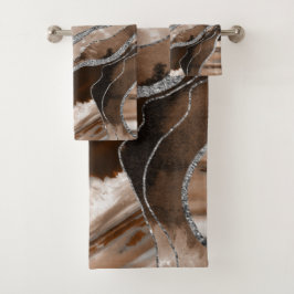 Bruin marmer Agate Silver Glitter Glam #1 Bad Handdoek