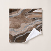 Bruin marmer Agate Silver Glitter Glam #1 Bad Handdoek (Wasdoekje)