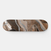 Bruin marmer Agate Silver Glitter Glam #1 Persoonlijk Skateboard (Horizontaal)