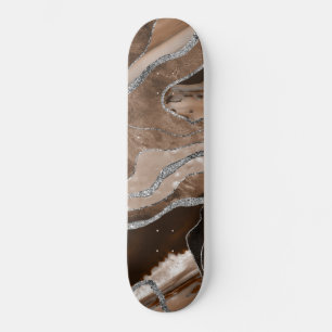 Bruin marmer Agate Silver Glitter Glam #1 Persoonlijk Skateboard