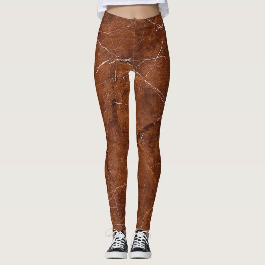 Bruin Marmer Glanzend: Luxe Textuur Achtergrond Leggings (Voorkant)
