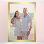 Bruin Marmer Goud Glitter Blush Roze Huwelijk Drieluik Uitnodiging (Binnenkant midden)