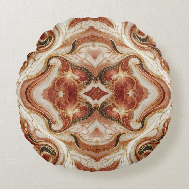 Bruin marmer met gouden versiering rond kussen (Voorkant)