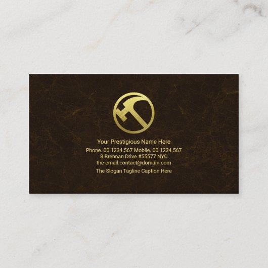 Bruin marmer Texture Gold Home Landscape Handyman Visitekaartje (Achterkant)