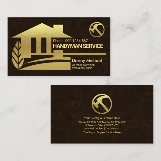 Bruin marmer Texture Gold Home Landscape Handyman Visitekaartje (Voorkant / Achterkant)