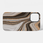 Bruin Marmeren Goud Ontwerp iPhone Hoesje (Achterkant horizontaal)