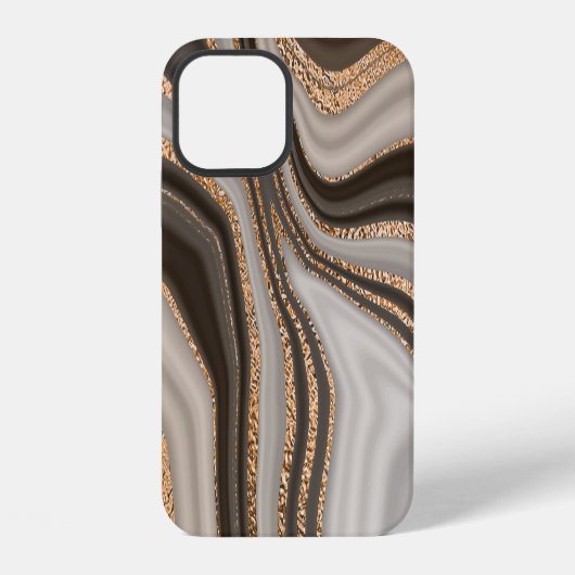 Bruin Marmeren Goud Ontwerp iPhone Hoesje (Achterkant)