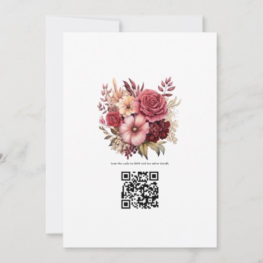 Bruin, Maroon en Zalm Bloemen Herfst Bruiloft Kaart (Achterkant)