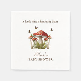 Bruin Maroon Paddestoel Vlinder Thema Baby shower Servet