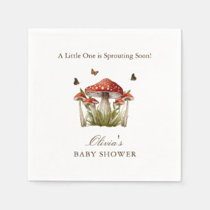 Bruin Maroon Paddestoel Vlinder Thema Baby shower Servet