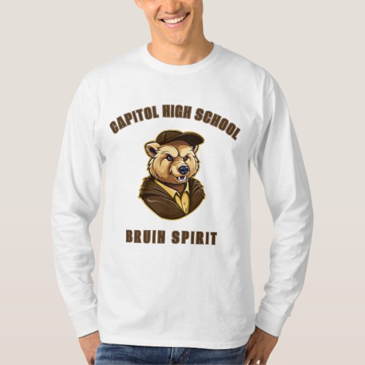 Bruin Mascot | Bruin & Goud - School College Team T-shirt (Voorkant)