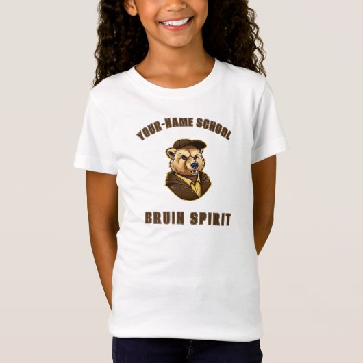 Bruin Mascot | Bruin & Goud - School College Team T-shirt (Voorkant)