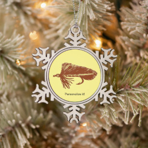 Bruin Matuka-wimpel, vliegverbinding, vliegkunst Tin Sneeuwvlok Ornament