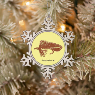 Bruin Matuka-wimpel, vliegverbinding, vliegkunst Tin Sneeuwvlok Ornament
