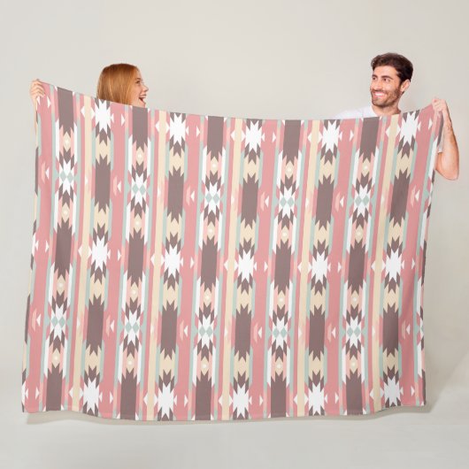 Bruin, Mauve & Green Aztec, Zuidwest-Griekenland Fleece Deken (In situ)