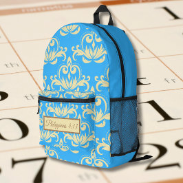 Bruin Medallion Patroon met Bijbelvers Bedrukte Rugzak