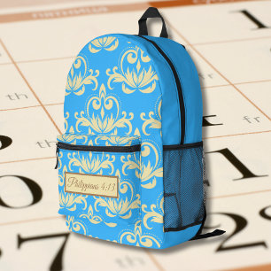 Bruin Medallion  Patroon met Bijbelvers Bedrukte Rugzak