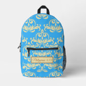 Bruin Medallion Patroon met Bijbelvers Bedrukte Rugzak (Voorkant)