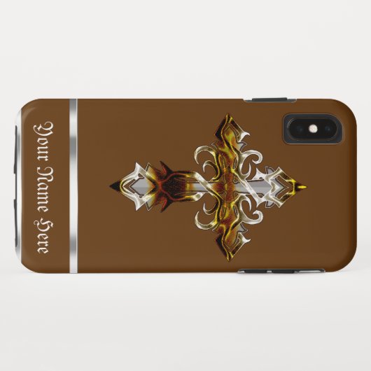 Bruin medieval Cross iPhone XS Max Hoesje (Achterkant (horizontaal))