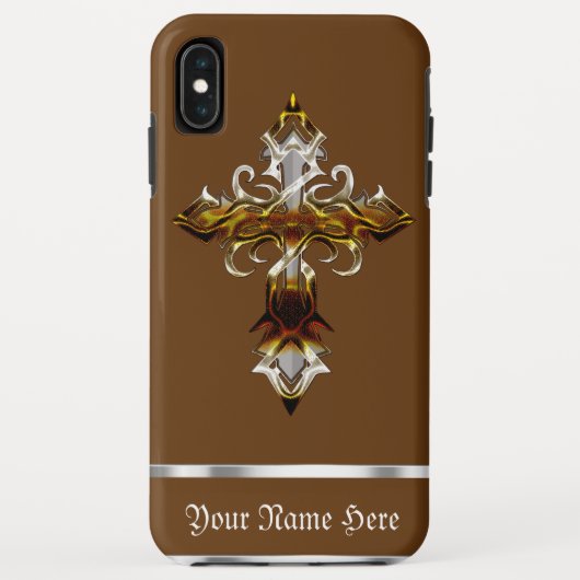 Bruin medieval Cross iPhone XS Max Hoesje (Achterkant)