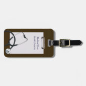Bruin medisch klembord met stethoscoop bagagelabel (Voorkant horizontaal)