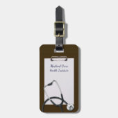 Bruin medisch klembord met stethoscoop bagagelabel (Voorkant verticaal)