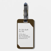 Bruin medisch klembord met stethoscoop bagagelabel (Achterkant verticaal)