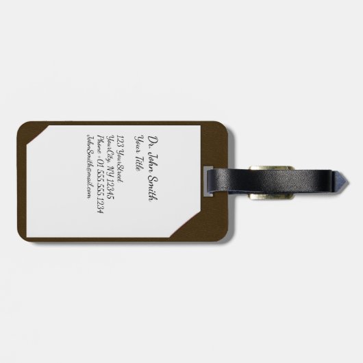 Bruin medisch klembord met stethoscoop bagagelabel (Achterkant horizontaal)