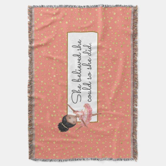 Bruin meisje Ballerina met geloofsbrieven Deken (Voorkant Verticaal)