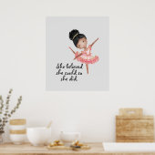 Bruin meisje Ballerina met Poster van Citaat (Keuken)
