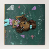 Bruin meisje en positieve woorden legpuzzel (Horizontaal)