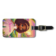 Bruin Meisje Magische Prinses Bagagelabel