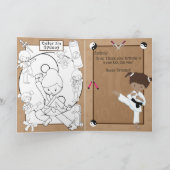 Bruin Meisjes Karate Kleurplaat Gelukkige Verjaard Kaart (Binnen)