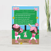 Bruin Meisjes Softbal Kleurplaat Gelukkige Verjaar Kaart (Achterkant)