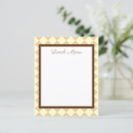 Bruin menu Lunch en diner in diamant-ontwerp (Staand voorkant)