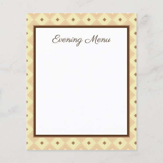 Bruin menu Lunch en diner in diamant-ontwerp (Achterkant)