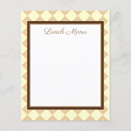 Bruin menu Lunch en diner in diamant-ontwerp (Voorkant)