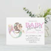 Bruin MERMAID BABY SHOWER onder het zee Aankondiging (Staand voorkant)