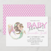 Bruin MERMAID BABY SHOWER onder het zee Aankondiging (Voorkant / Achterkant)