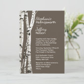 Bruin met berkenbomen bruiloft uitnodiging (Staand voorkant)