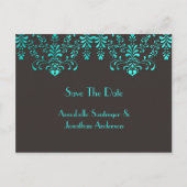 Bruin met Blauwgroen bloemenwervelingen Bewaar de  Aankondigingskaart (Voorkant)