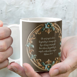 Bruin Met Bloemenkader Aanpasbare Bijbelvers Koffiemok