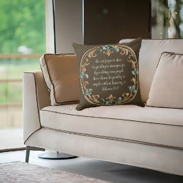 Bruin met bloemig Lijst  Bijbelvers Kussen
