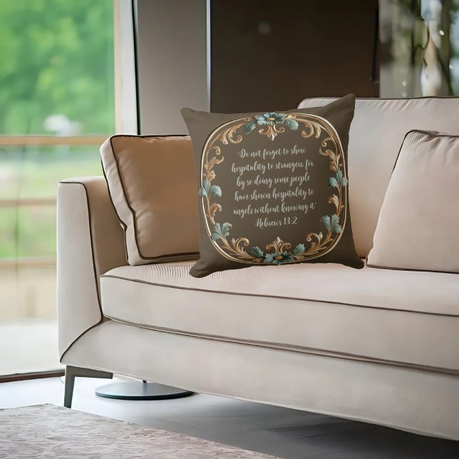 Bruin met bloemig Lijst  Bijbelvers Kussen (Creator heeft geüpload)